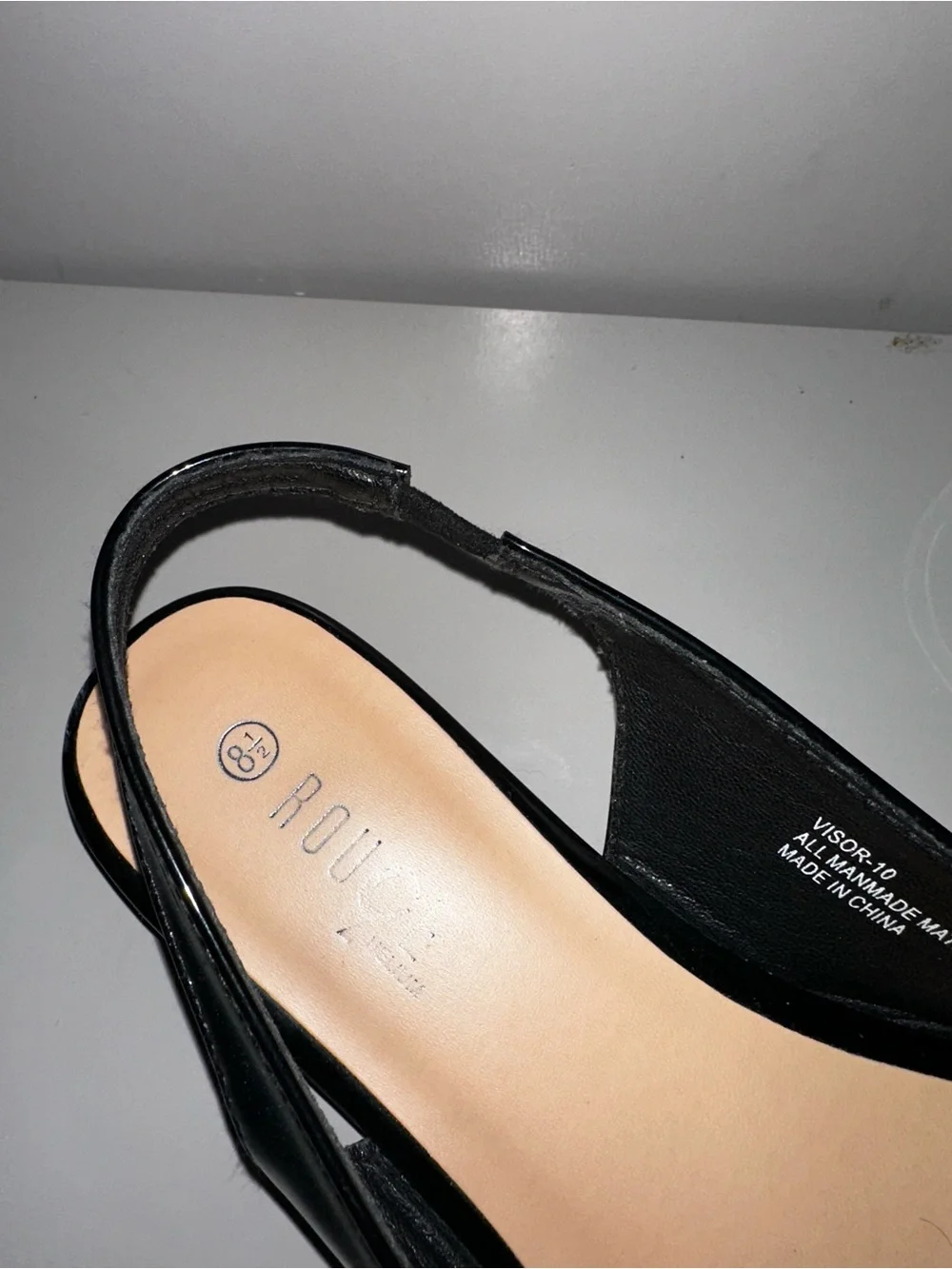 Rouge Helium Black Patent Pointed Toe Slingback Flats